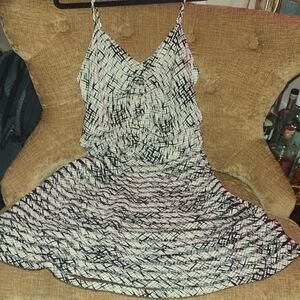 Parker Black and White Patterned Mini Dress